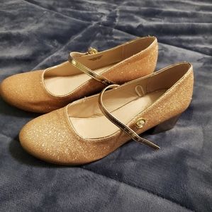 Girl's glitter rose gold Mary Jane style shoes